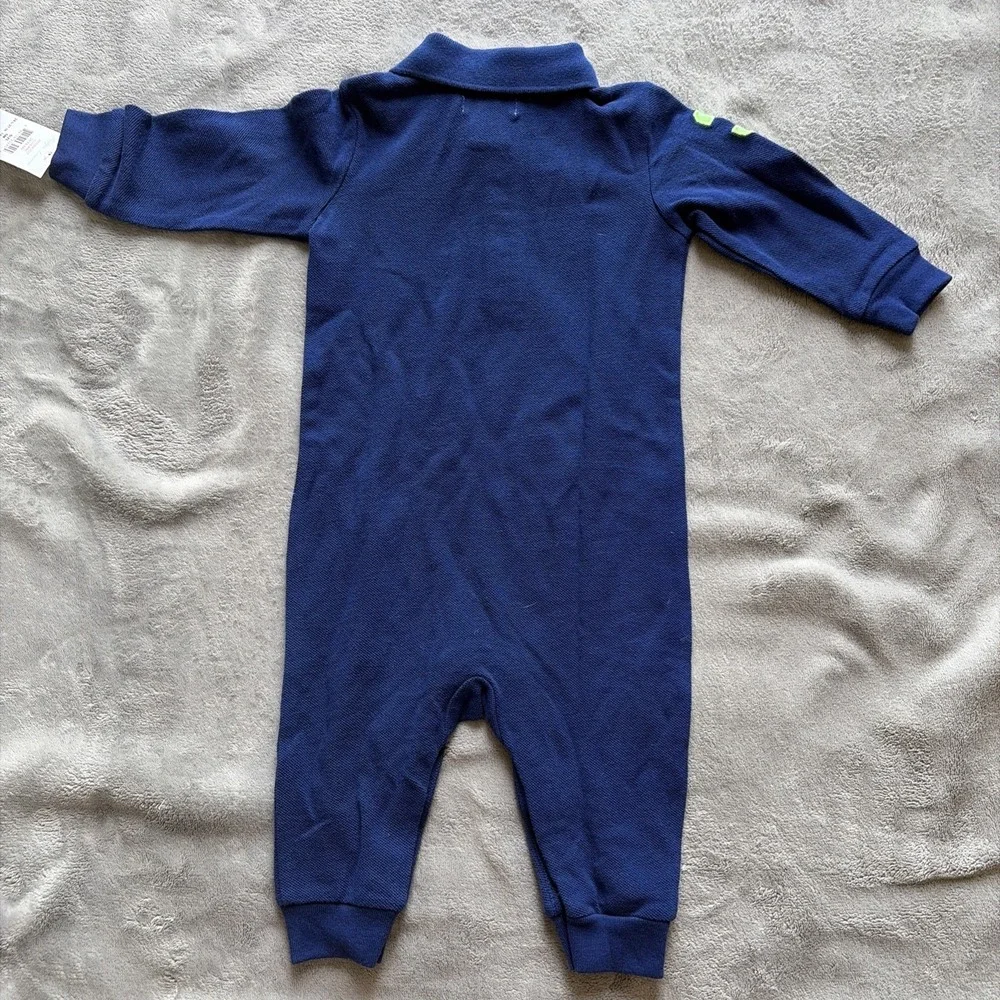 Polo Ralph Lauren Romper Boys Preppy Pony Blue Yellow 6M Months - NWT